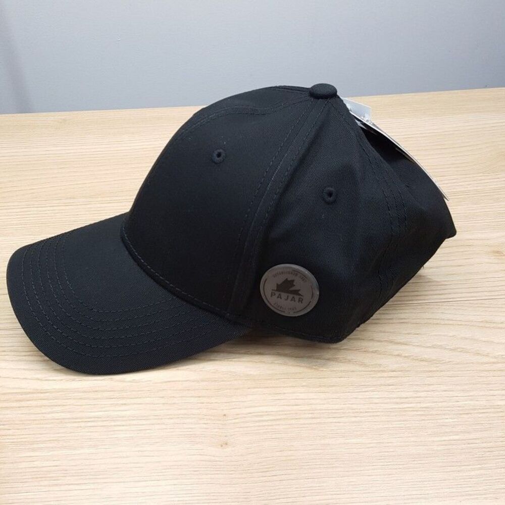 PAJAR Bryant Baseball Cap Black Adjustable Cotton Structured Logo Patch Hat O/S
